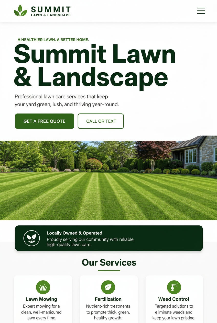Summit Lawn & Landscape website after the redesign